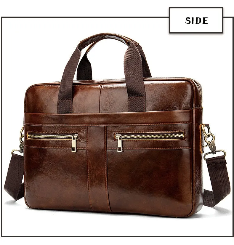 West Louis High Quality Luxury Business Leather Briefcase