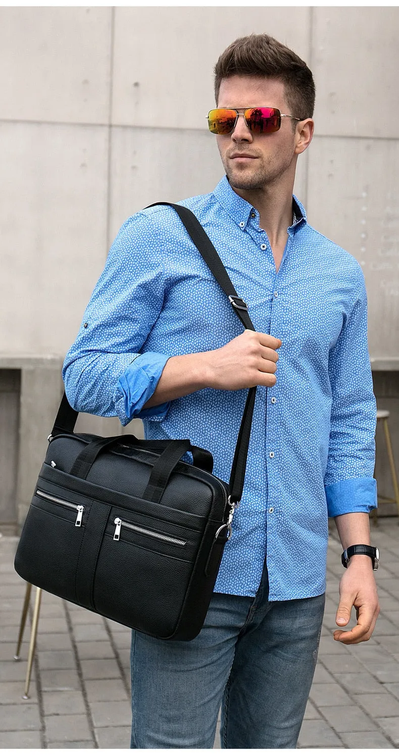 West Louis High Quality Luxury Business Leather Briefcase