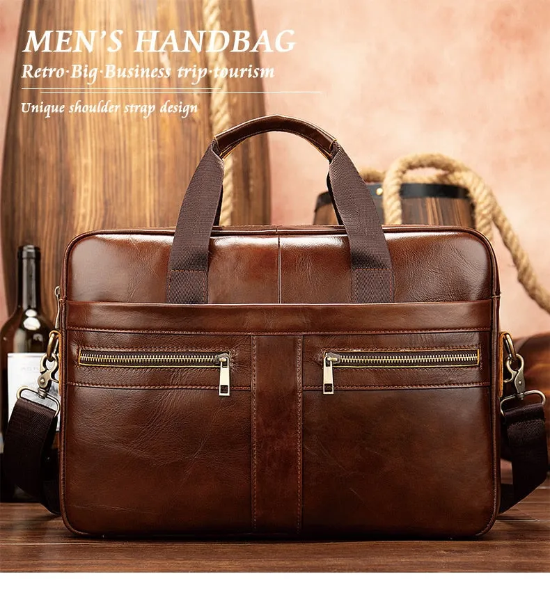 West Louis High Quality Luxury Business Leather Briefcase