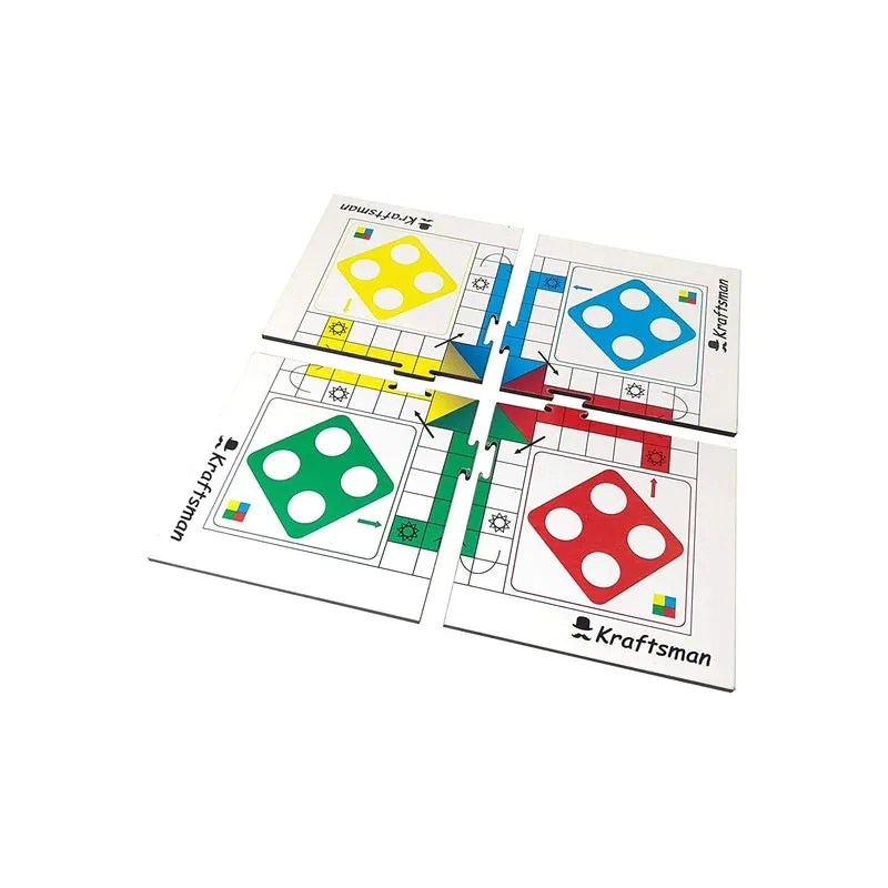Wooden Portable Ludo Board Game | Travel Pouch Included for Pawns and Dice