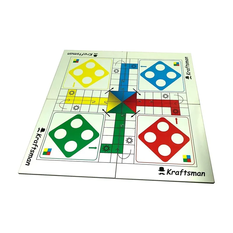 Wooden Portable Ludo Board Game | Travel Pouch Included for Pawns and Dice